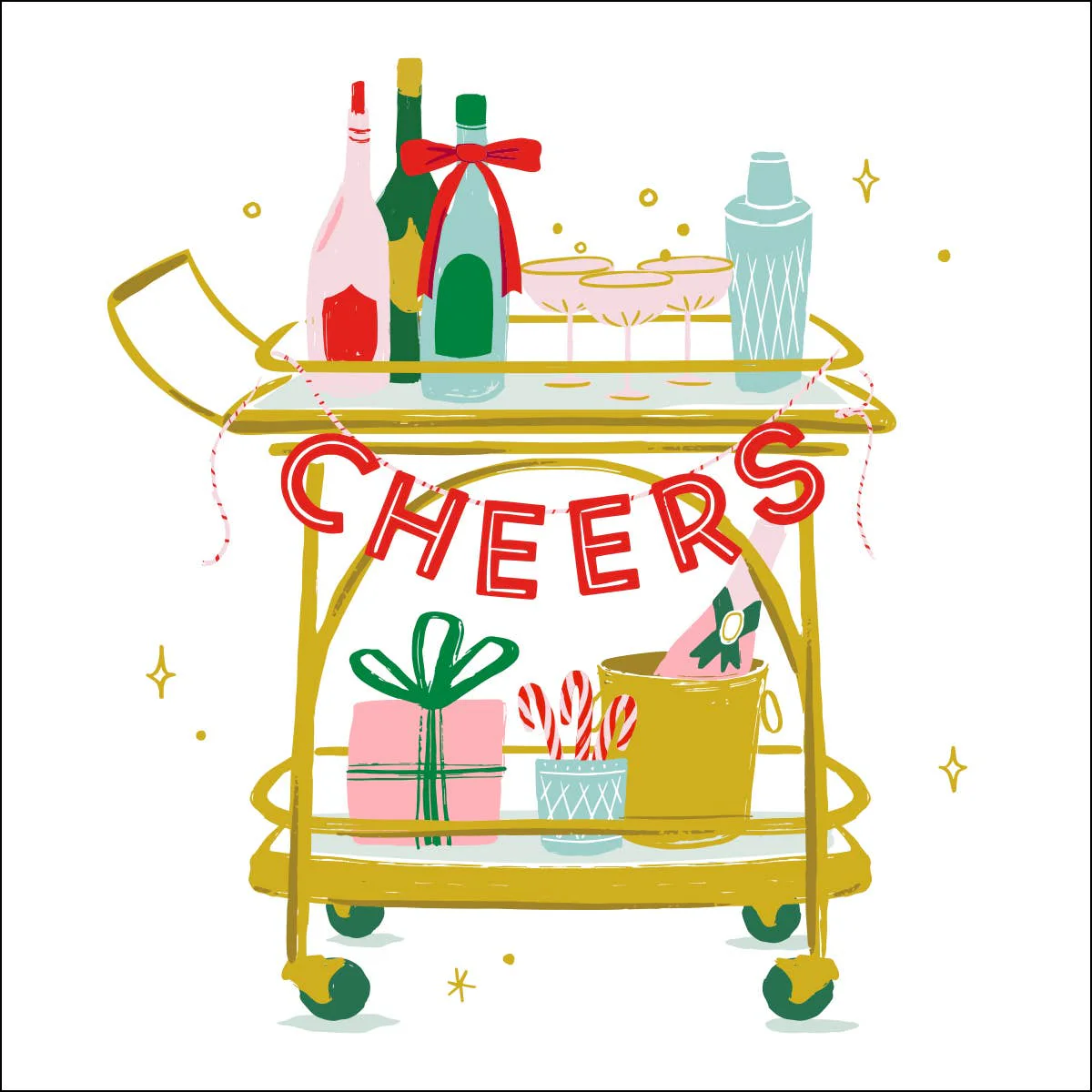 Holiday Cocktail Napkins | Cheers Holiday Bar Cart - 20ct