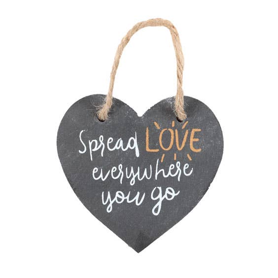 Spread Love Rustic Hanging Slate Heart Sign - Image 3
