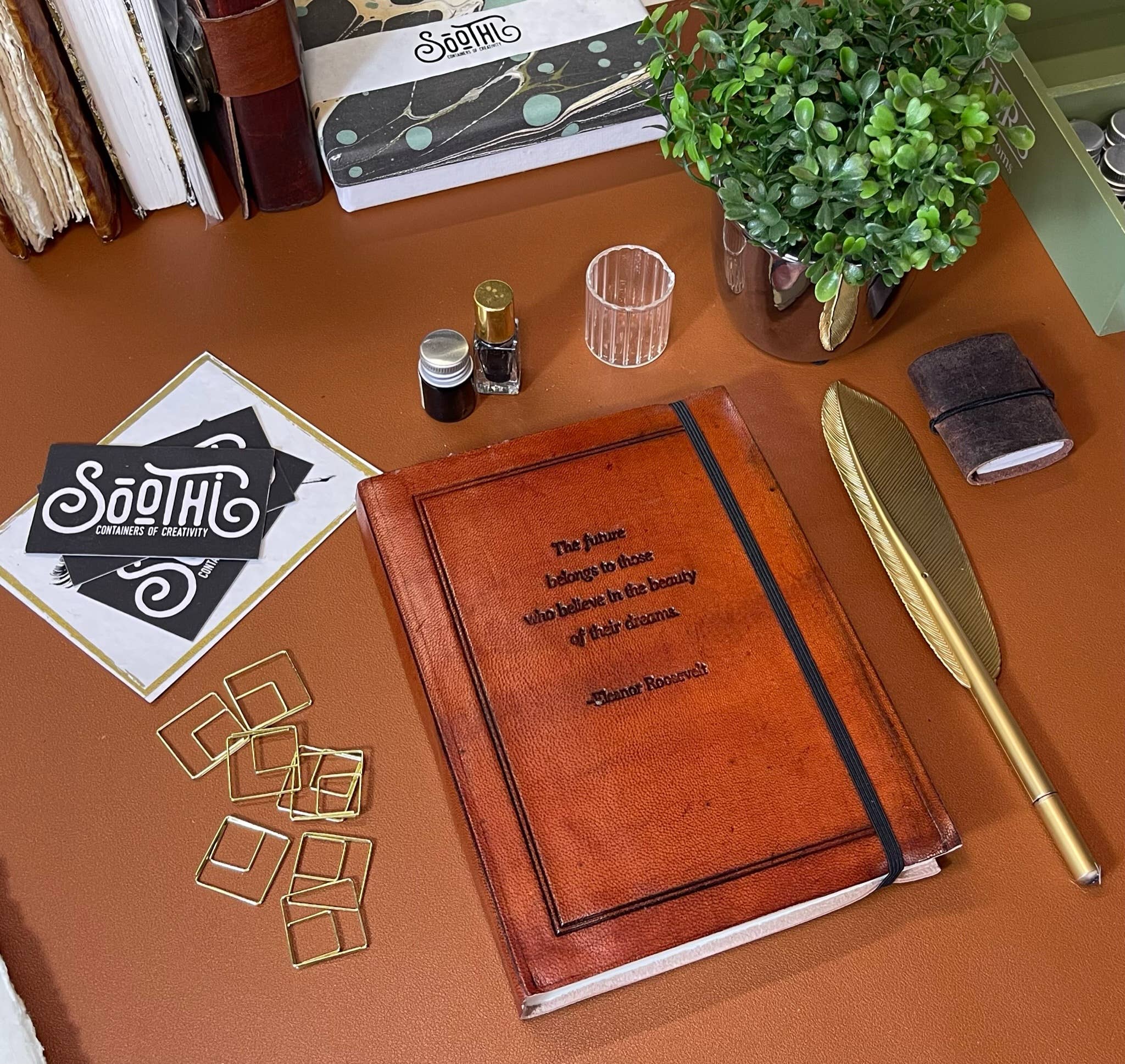 The Future Belongs, Eleanor Roosevelt Leather Journal - 8x6 - Image 2