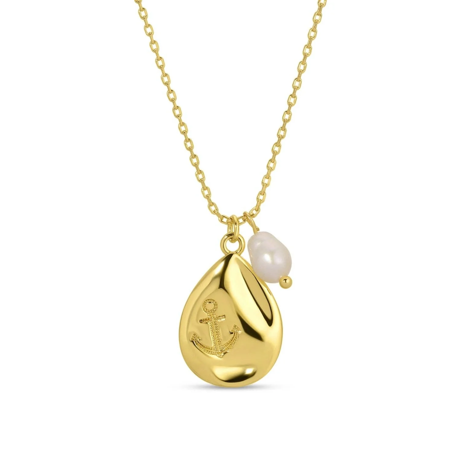 Anchor Accented Pendant With Pearl Charm