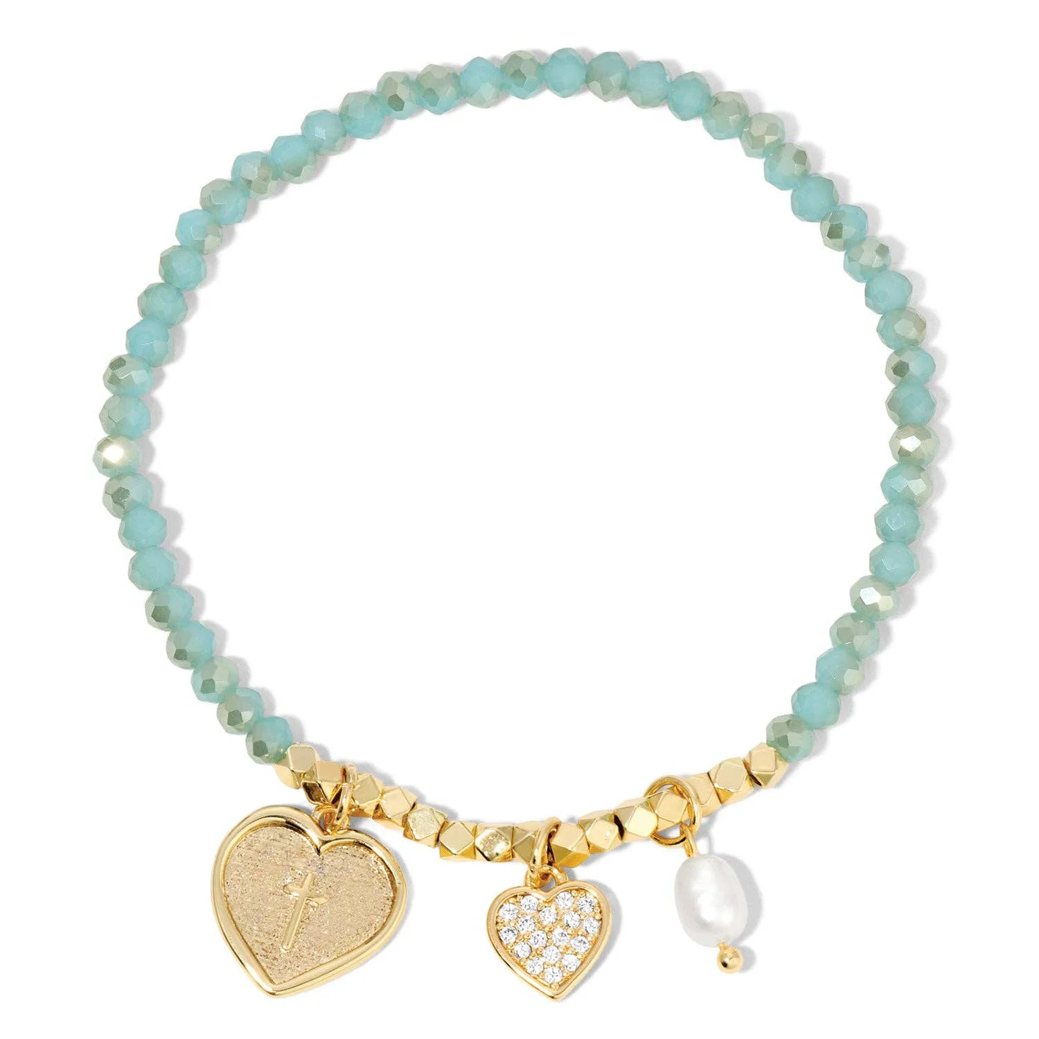 Splendid Iris - Cross + Heart Stretch Bracelet