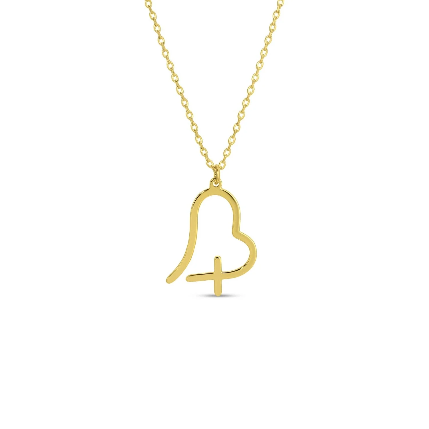 Free Form Heart With Cross Pendant Necklace