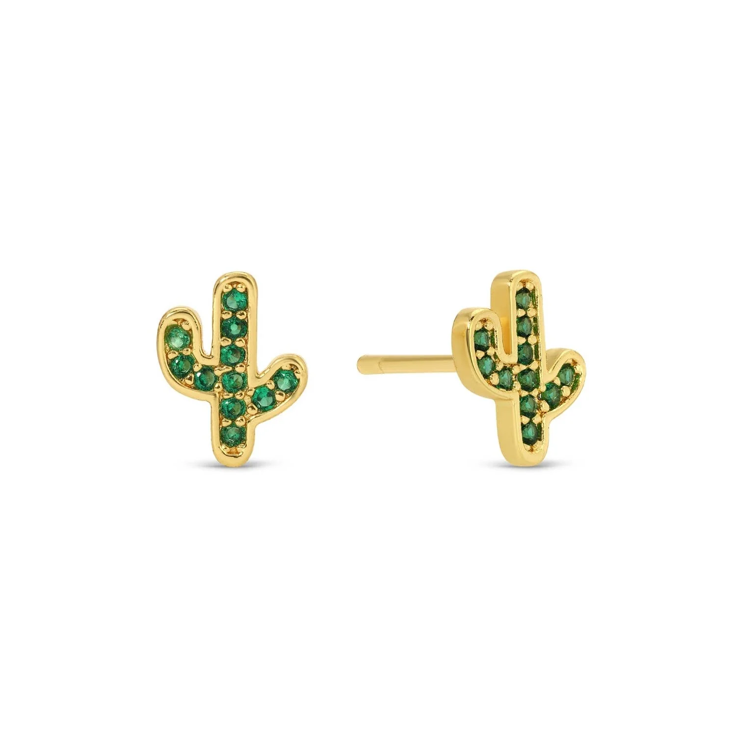 Green Pave Cactus Earrings - Image 2