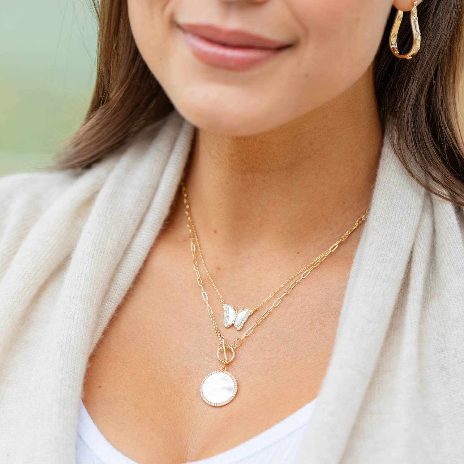My Heart Is Yours, Shell Pave Heart Necklace - Image 3