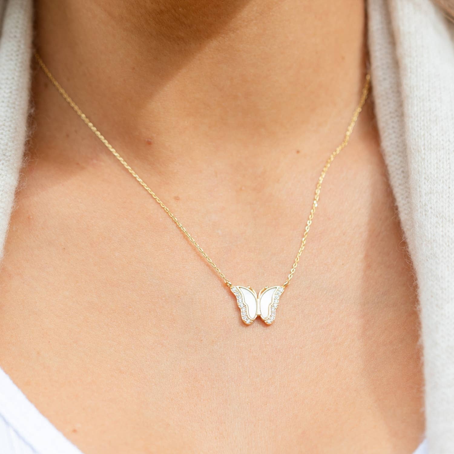 My Heart Is Yours, Shell Pave Heart Necklace - Image 4