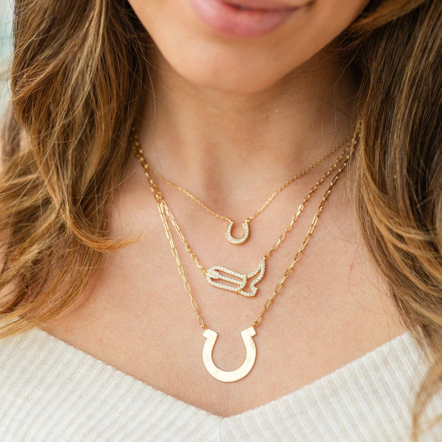 Pave Horseshoe Necklace - Image 3