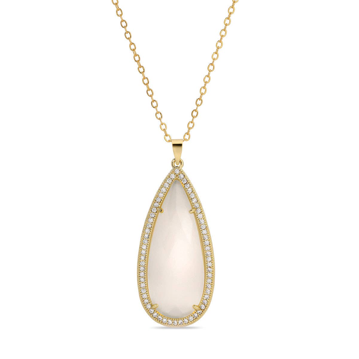 Long Shimmer Stone Pendant Necklace - Image 2