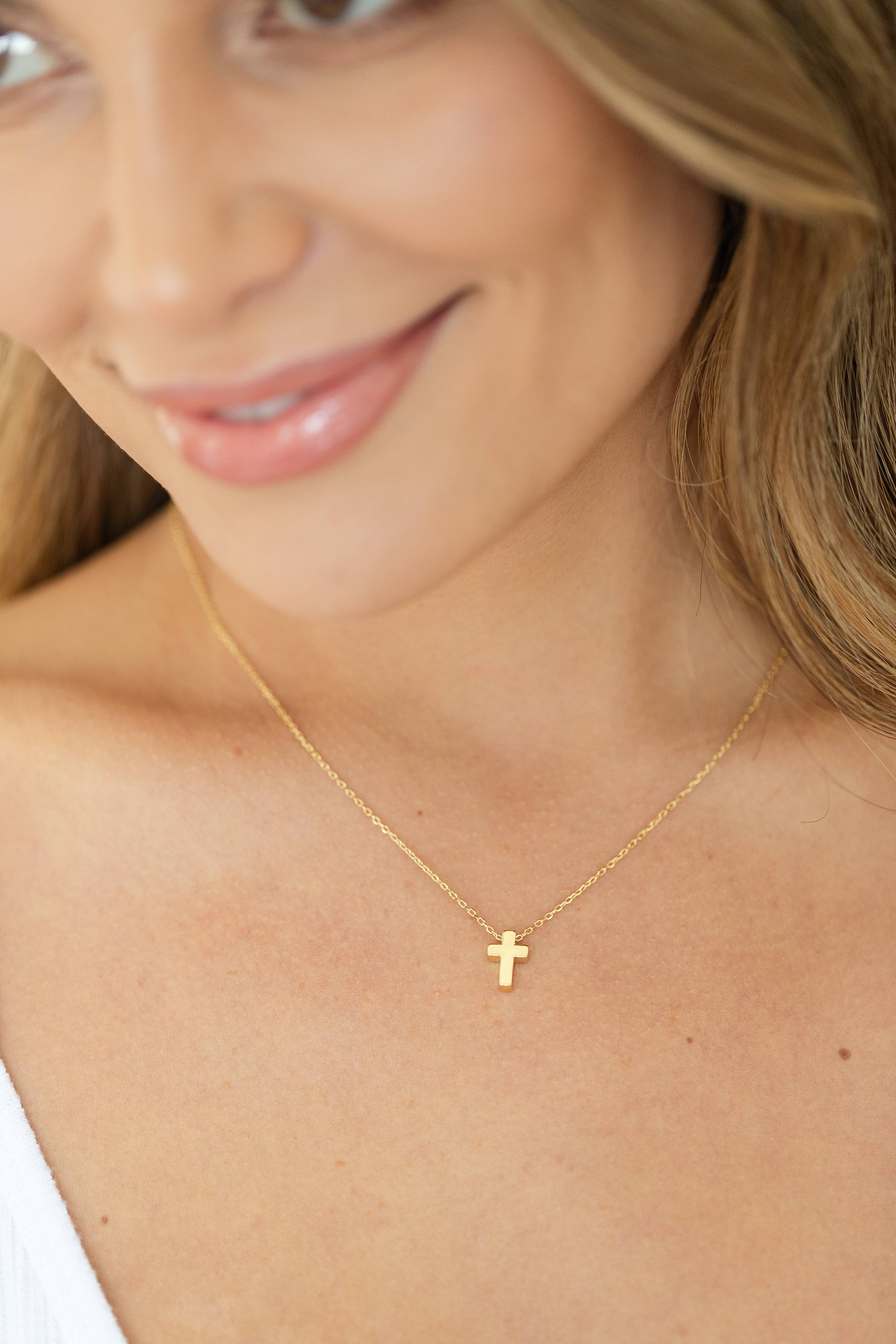 Small Simple Cross Necklace - Image 3