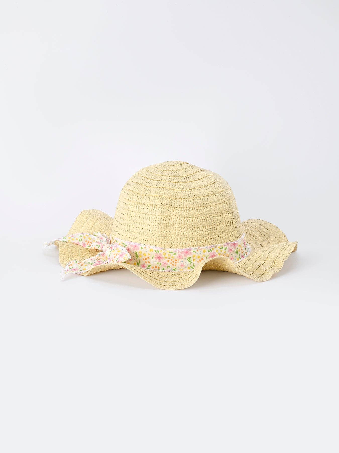 Spring Floral Girls Ruffle Dress With Bow Straw Hat Set: 6 - Image 13