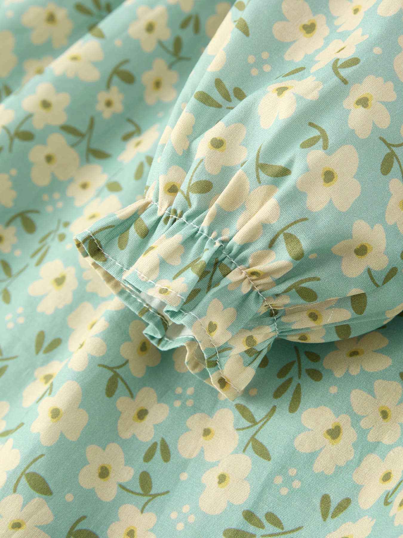 Spring Floral Print Long-Sleeved Dress w/Matching Headband: 4 - Image 4
