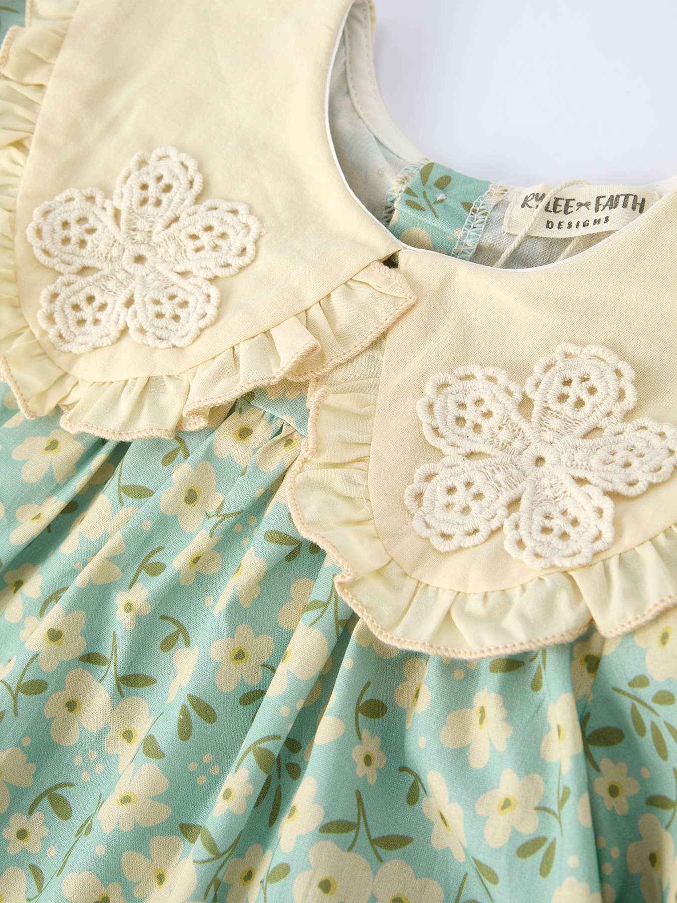 Spring Floral Print Long-Sleeved Dress & Matching Headband: 7 - Image 3