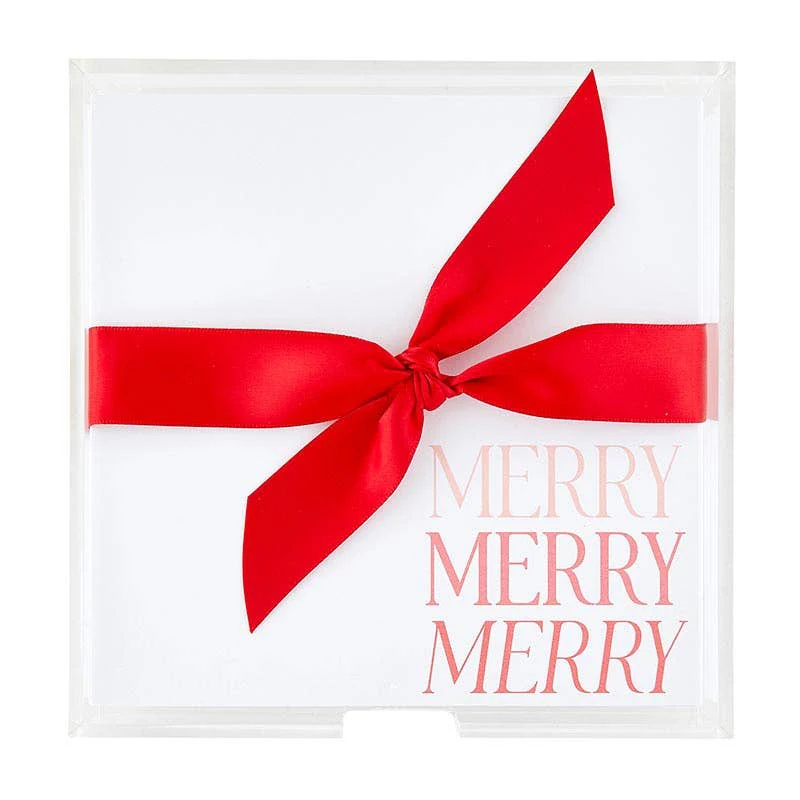 Sq Notepad w/ Tray Merry