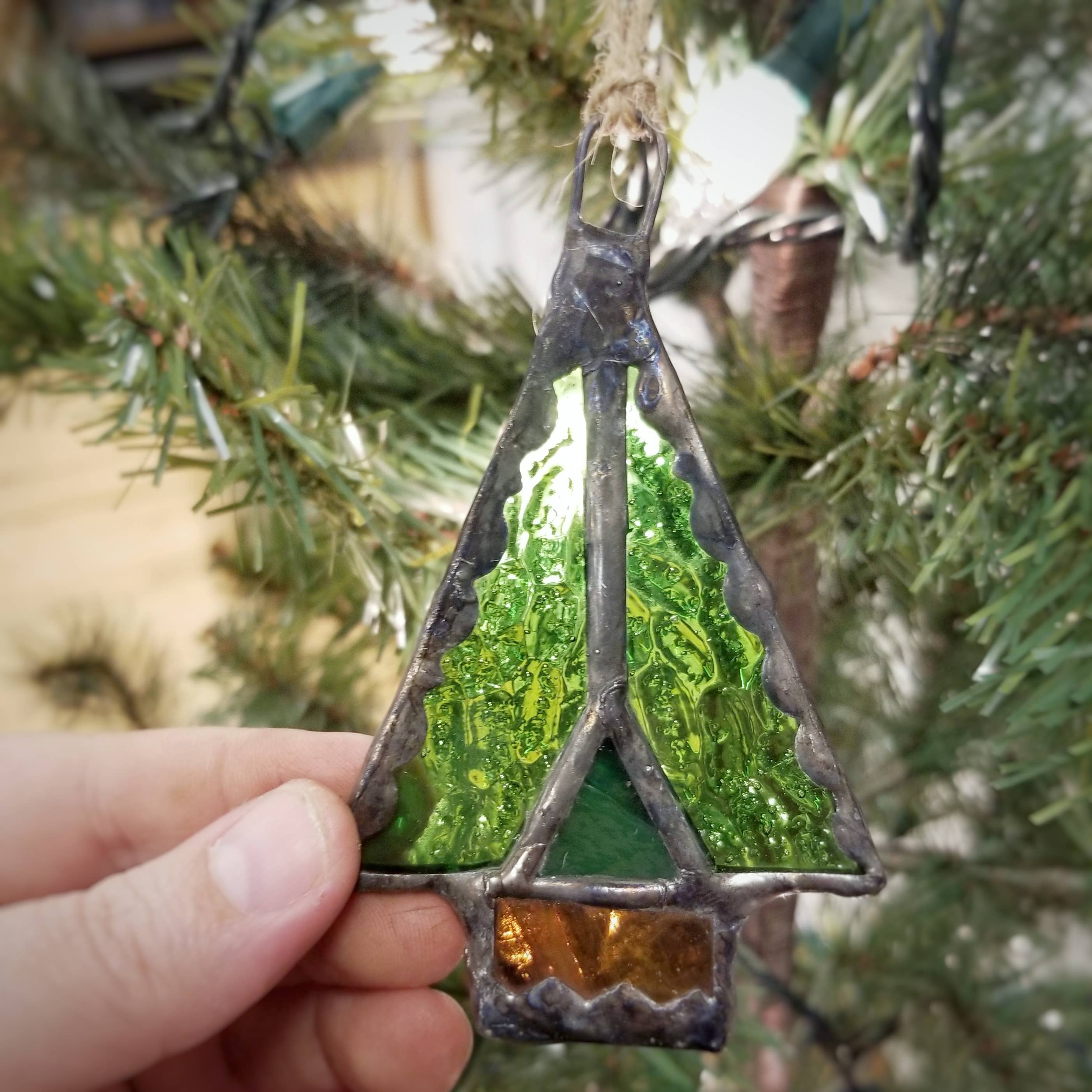 Hand Crafted Stained Glass Tree Ornament - Image 2