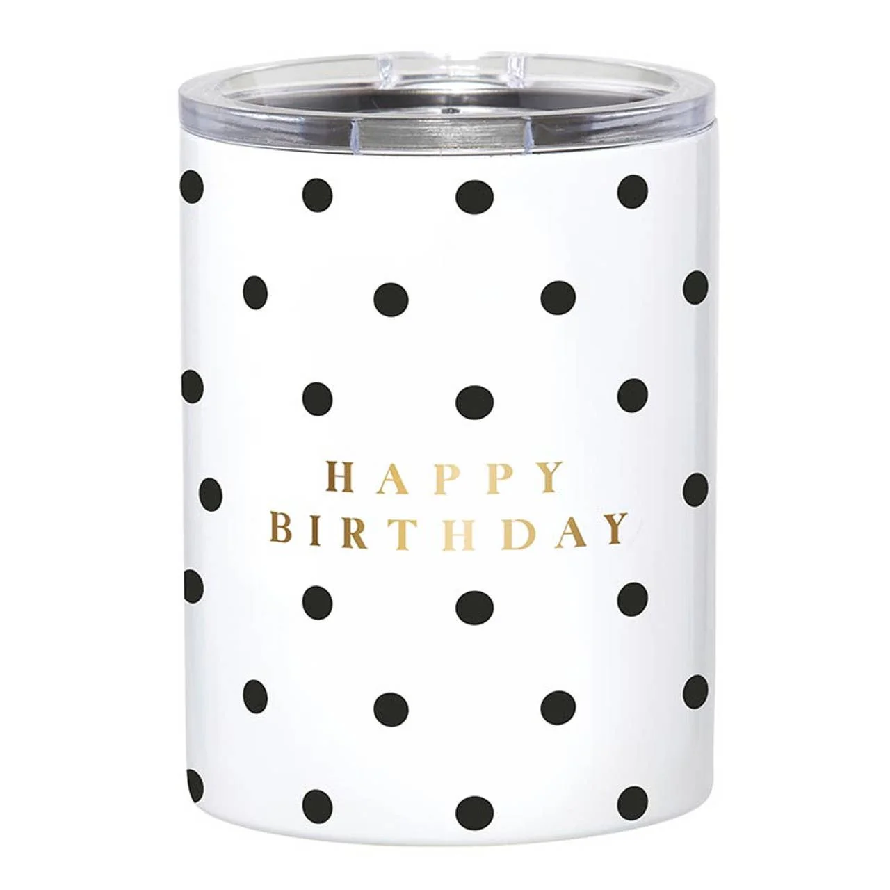 Stainless Steel Tumbler - Happy Birthday - Dots: Stainless Steel / 4.5" H, 12 oz