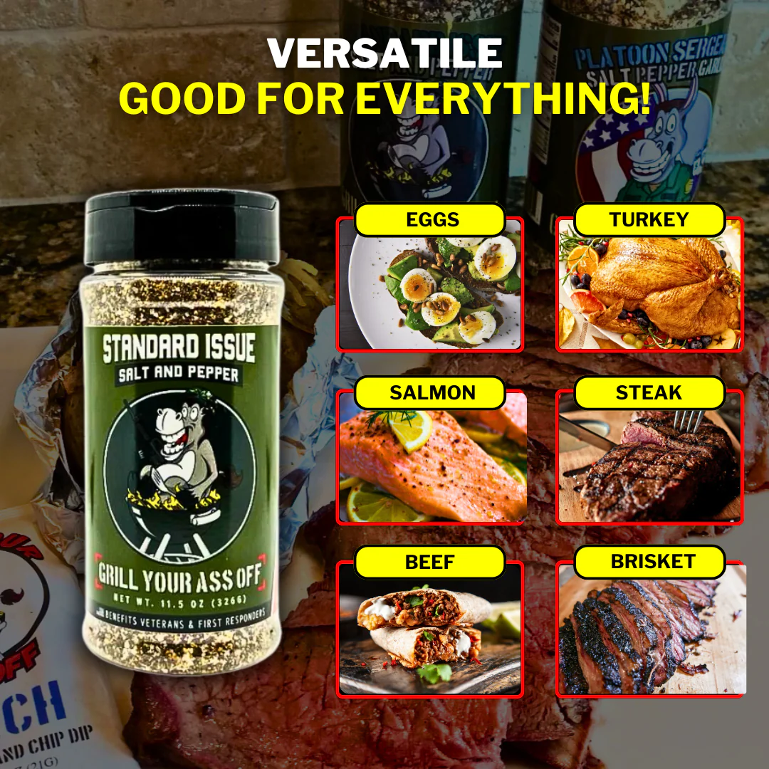 Standard Issue Salt & Pepper Seasoning - Spice Blend, BBQ: 11.5oz Bottle - Image 2