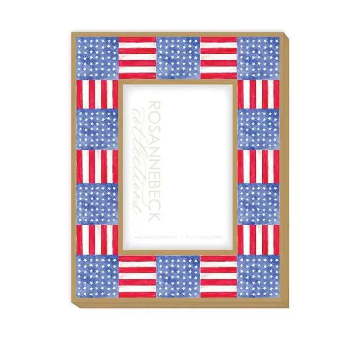 Stars and Stripes Quilt Pattern Frame 4x6-White