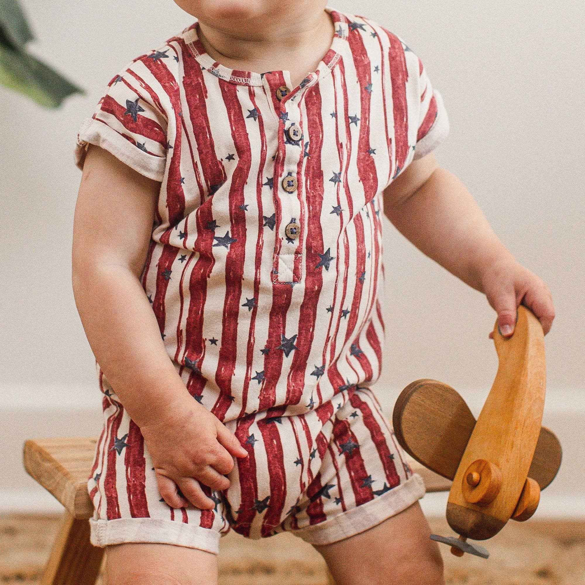 Stars & Stripes Baby Boy Romper: 12M - Image 2