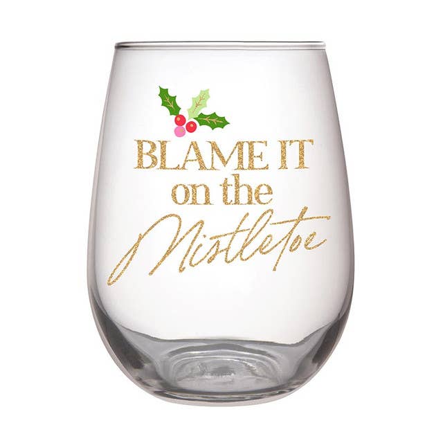 Stemless Wine Glass - Blame it on the Mistletoe - Image 2