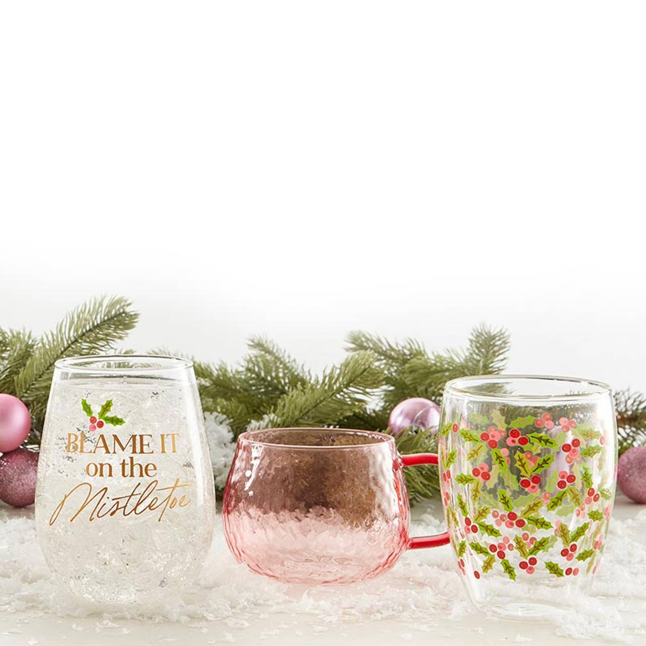 Stemless Wine Glass - Blame it on the Mistletoe - Image 3