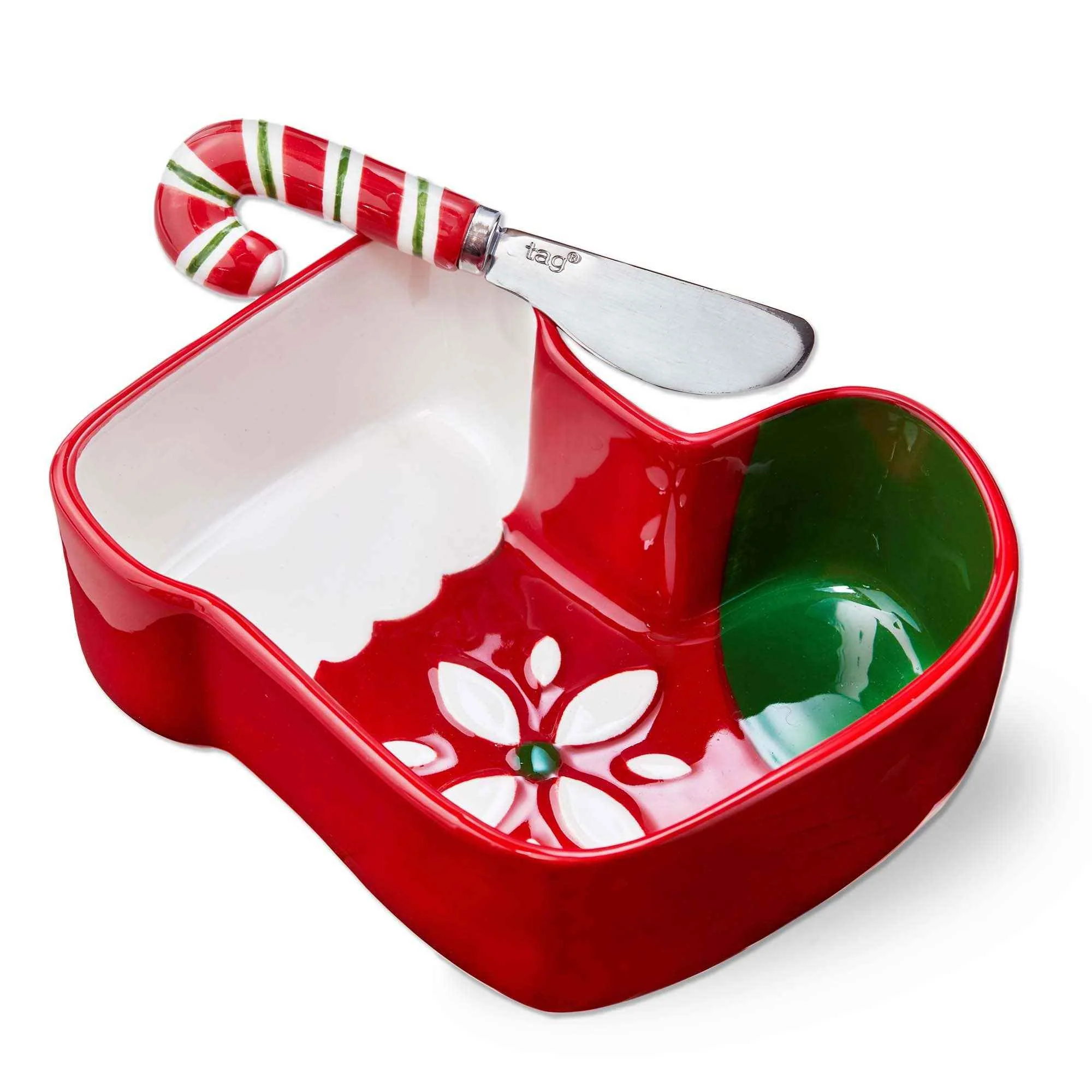 Stocking Bowl & Candy Cane Spreader Set of 2