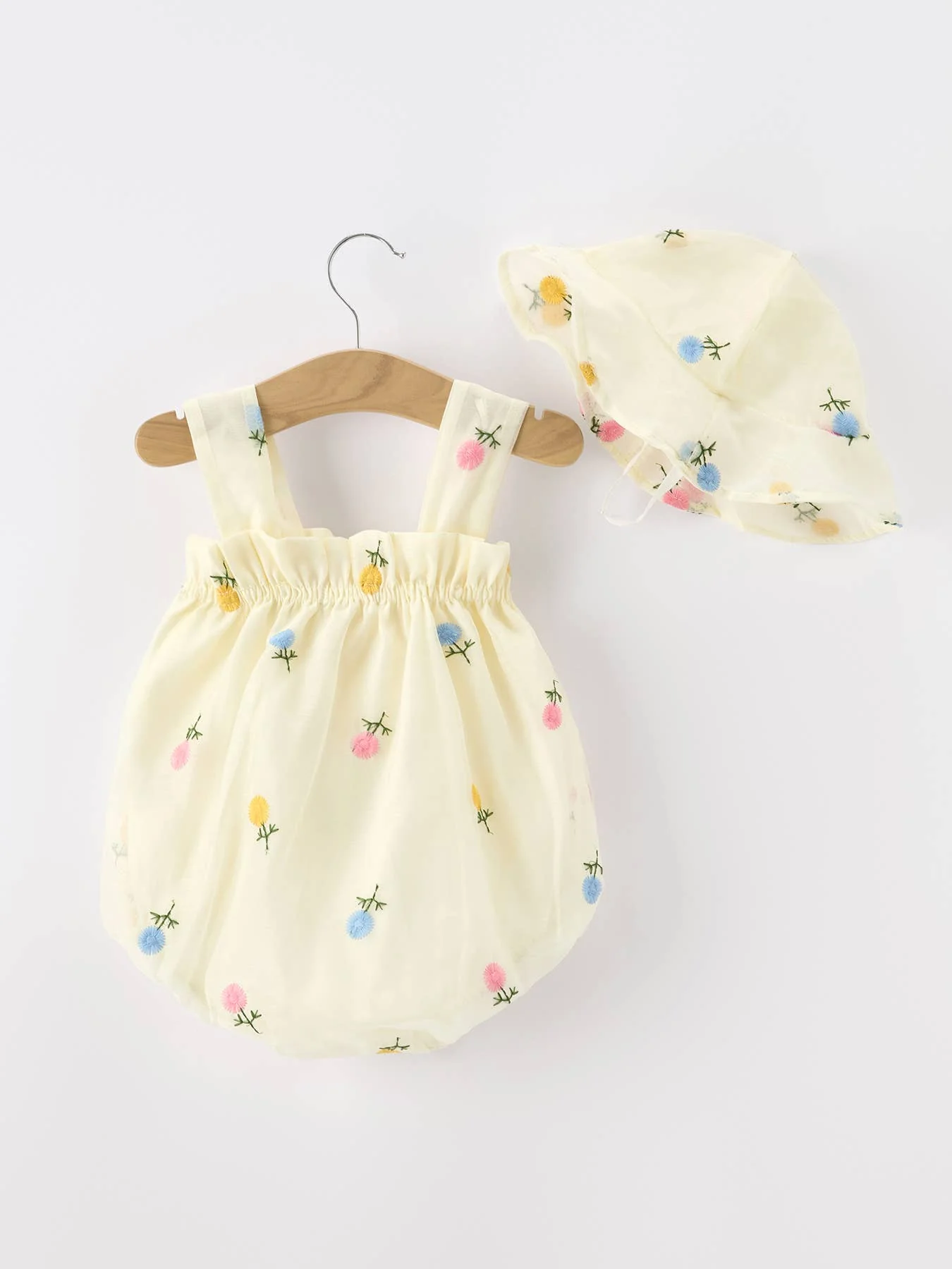 Storybook Floral Baby Girl Romper With Hat - Image 2
