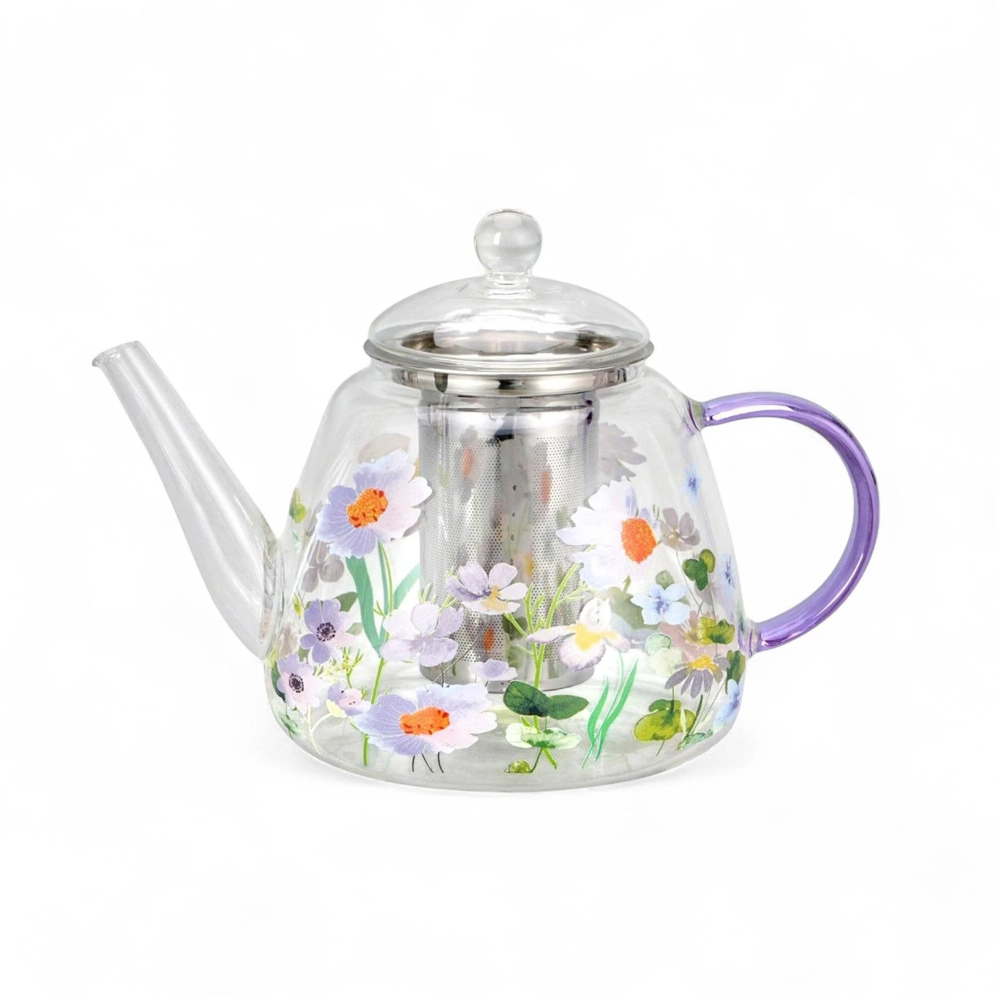 Floral Glass Teapot with Infuser 44 fl oz (1300ml) - Image 2