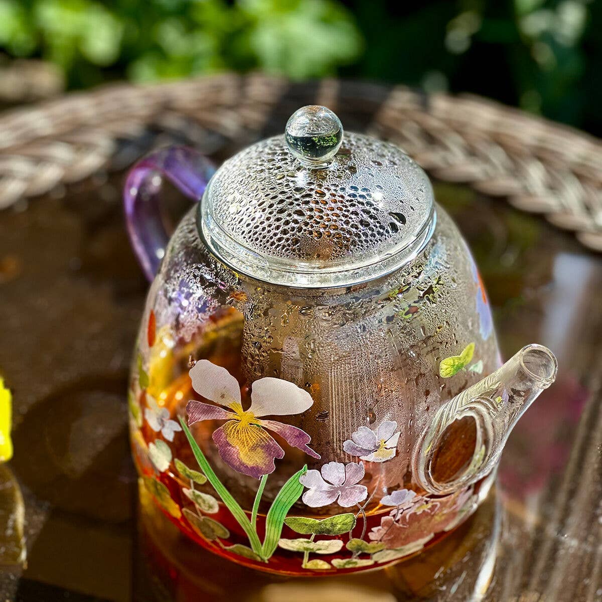 Floral Glass Teapot with Infuser 44 fl oz (1300ml) - Image 6