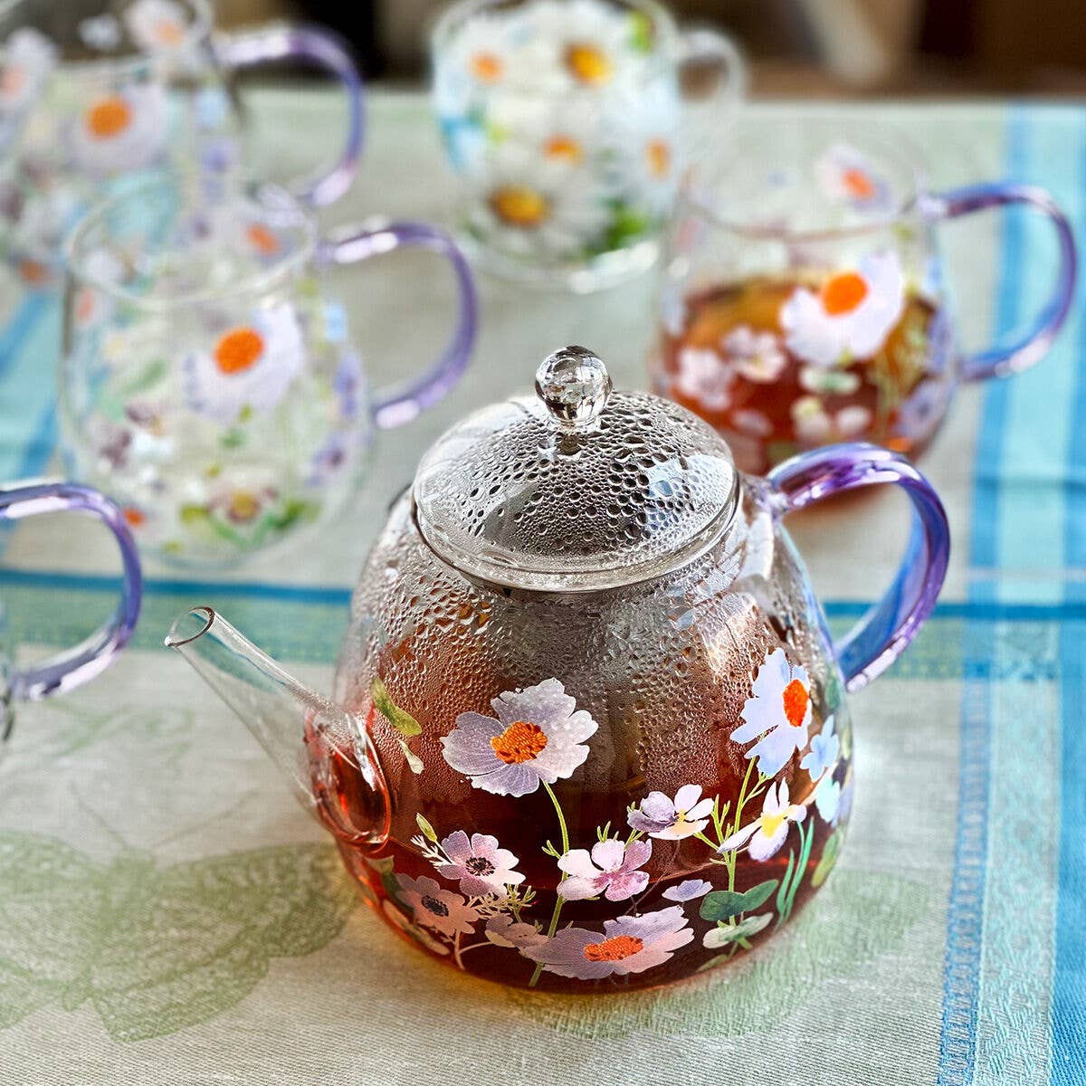Floral Glass Teapot with Infuser 44 fl oz (1300ml) - Image 7