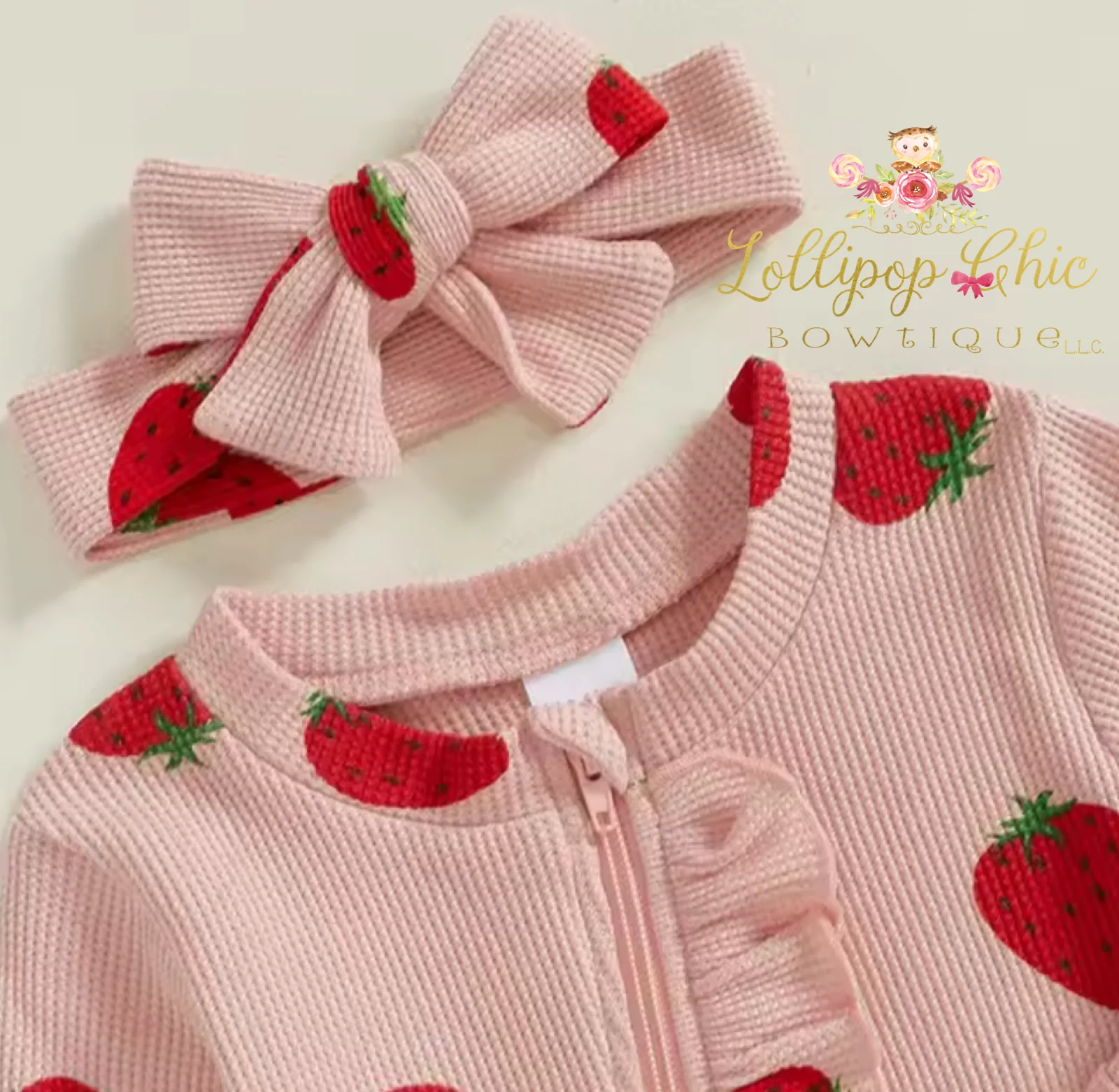 Strawberry Baby Girls Ruffle Bottom Romper : 3-6 Months - Image 2