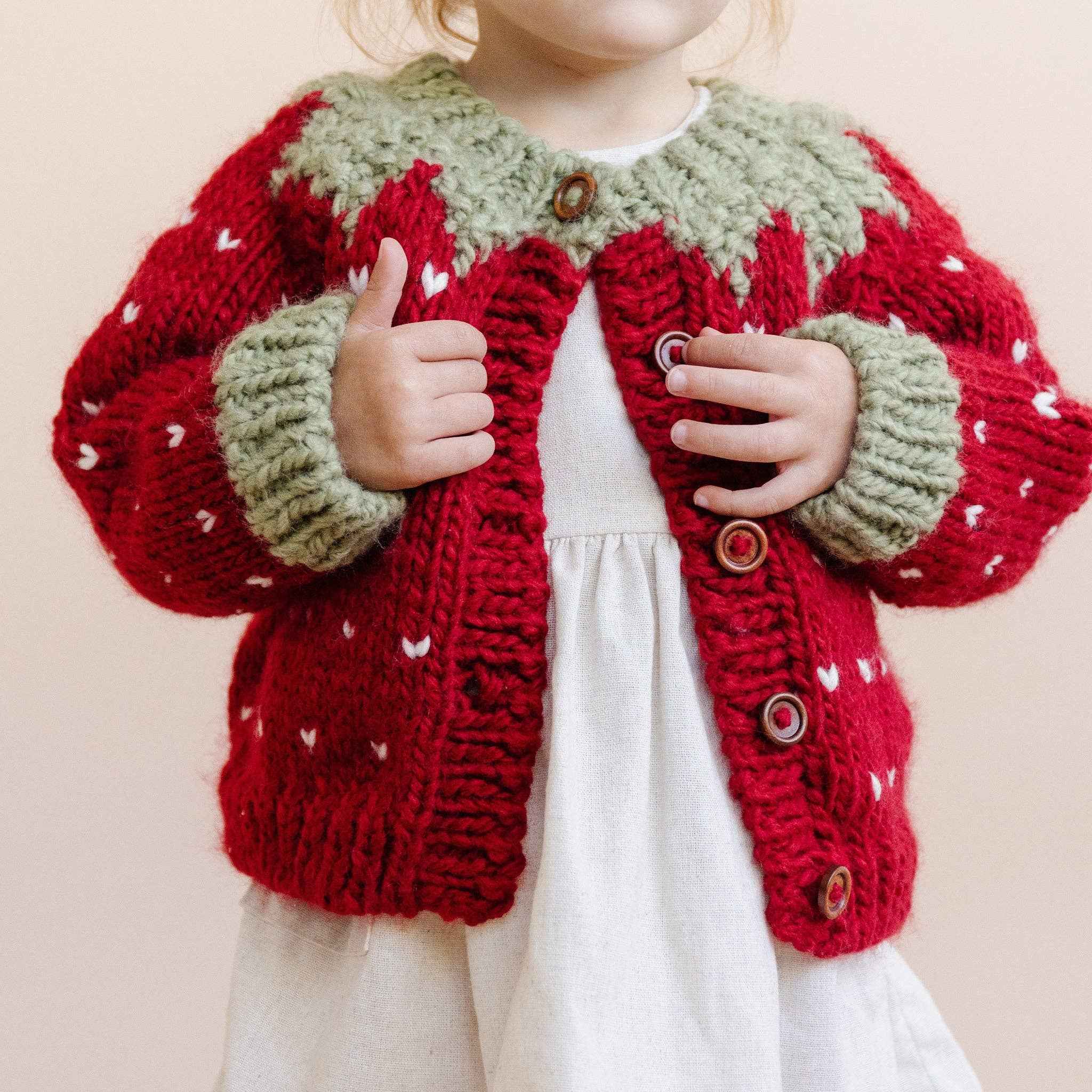 Strawberry Cardigan Baby Kids Sweater Winter Girls Clothing: Red / L 3-4y - Image 3