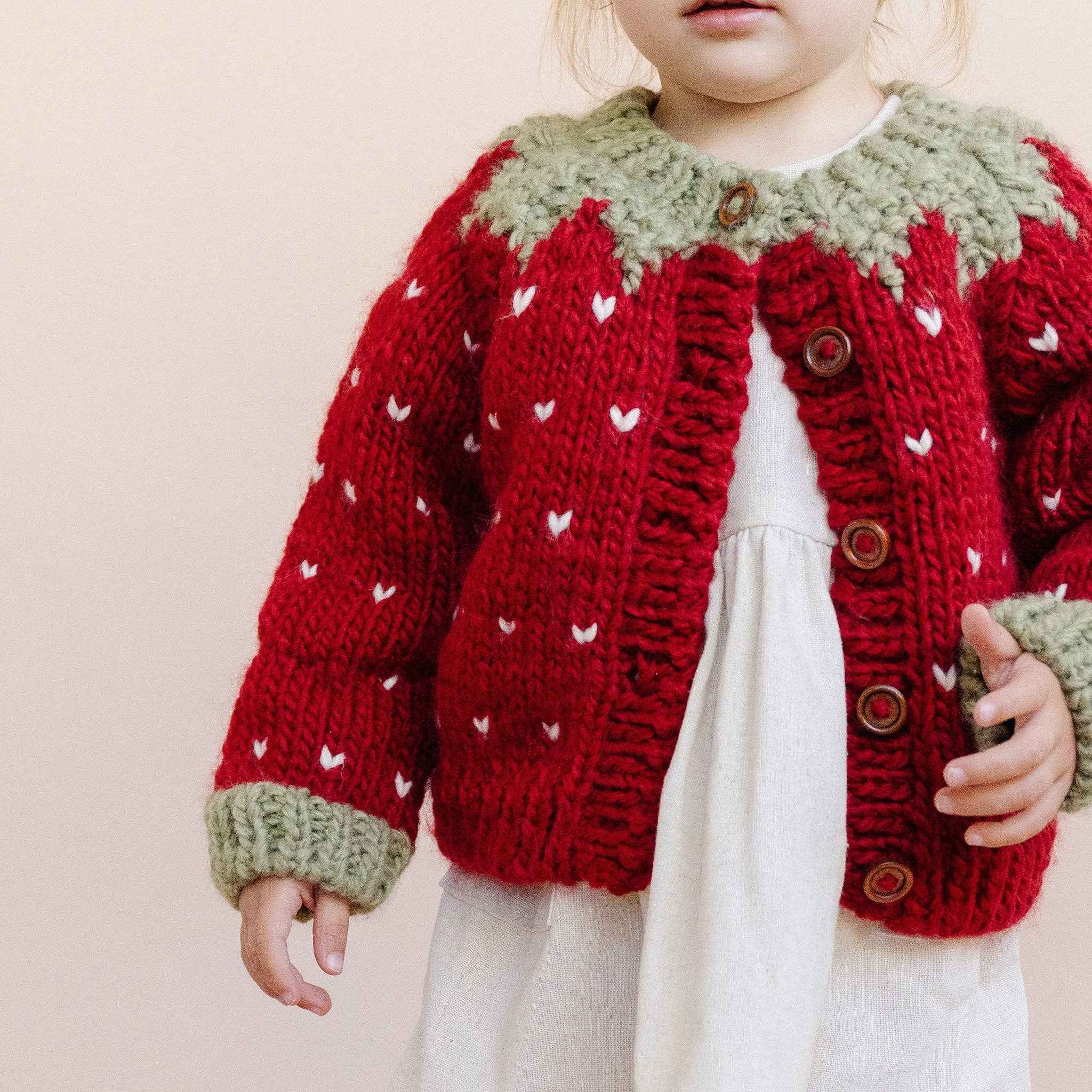 Strawberry Cardigan Baby Kids Sweater : Red / NB 0-6m - Image 2
