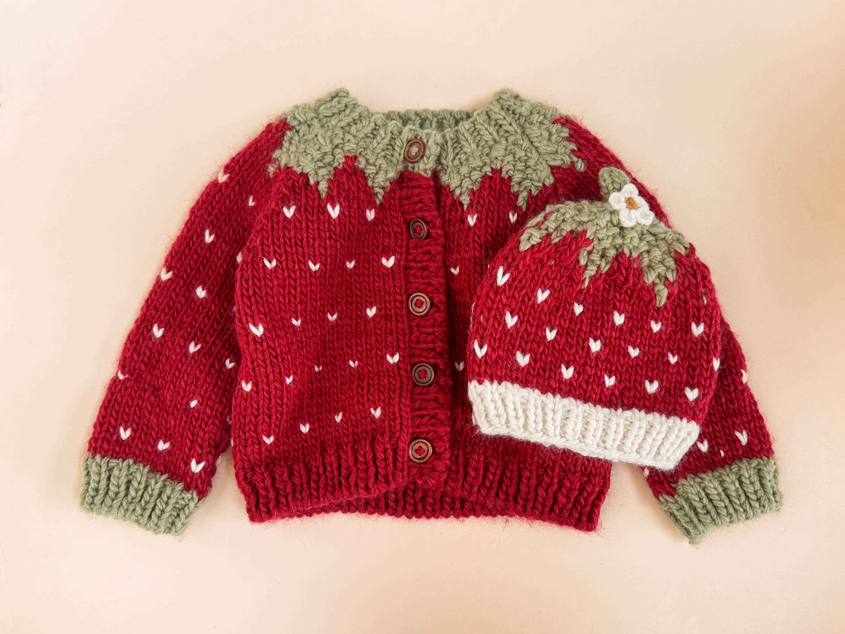 Strawberry Cardigan Baby Kids Sweater : Red / NB 0-6m - Image 4
