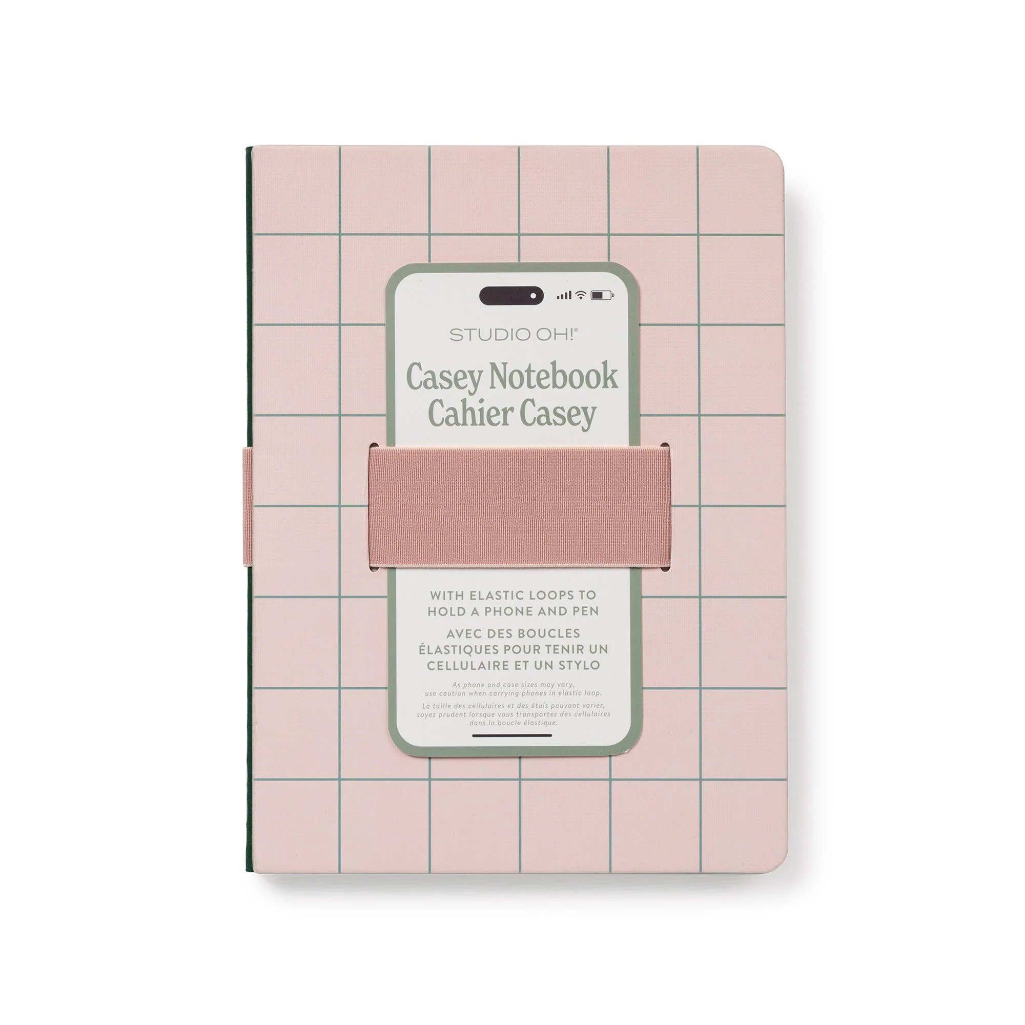 Peach & Green Grid Casey Notebook with Phone Loop - Image 2