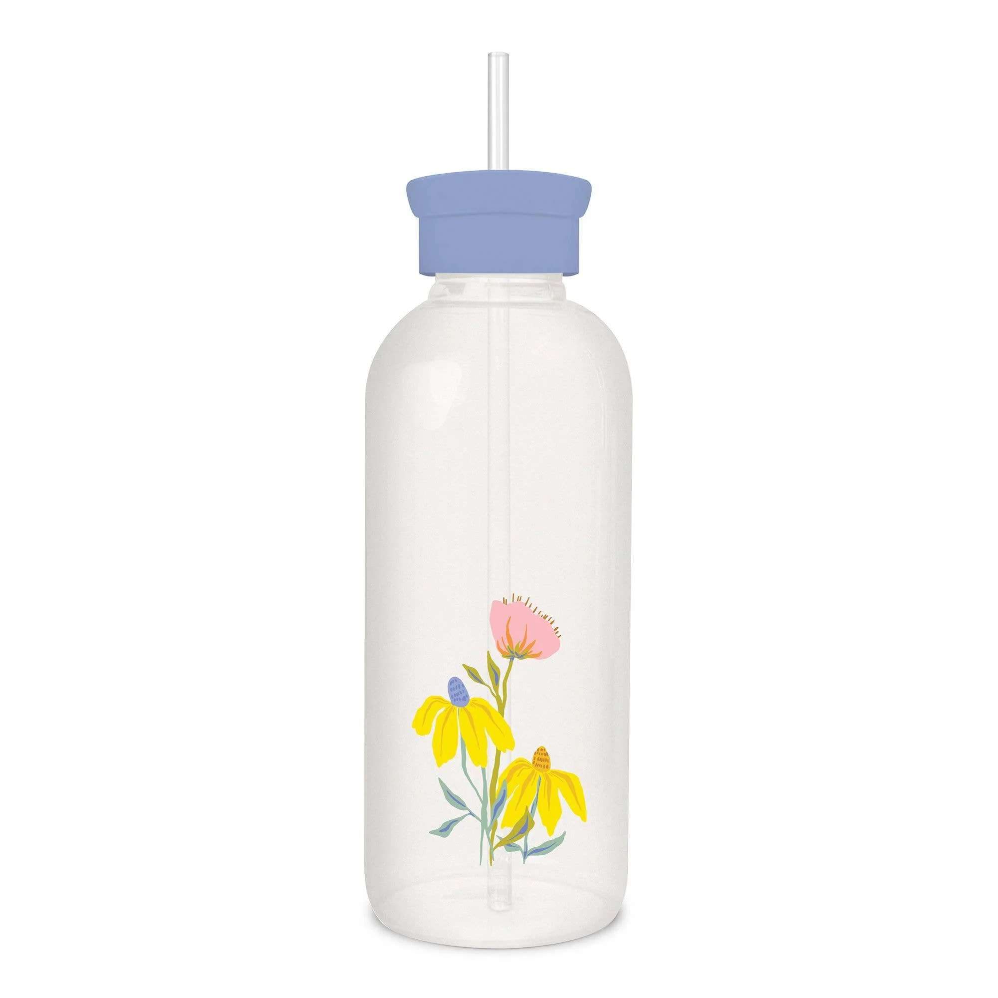 Springtime Blooms Glass Water Bottle with Straw - Image 3