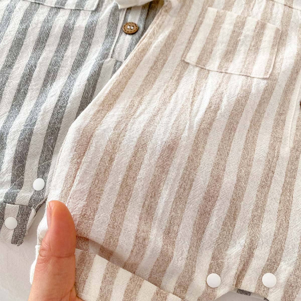 Short Sleeved Striped Romper - Image 5