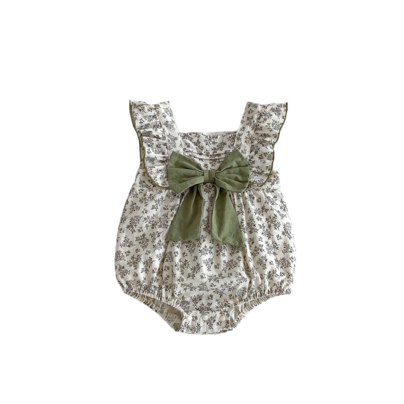 Baby Girls Sleeveless Square Neck Floral Print bodysuit -3-6M - Image 2