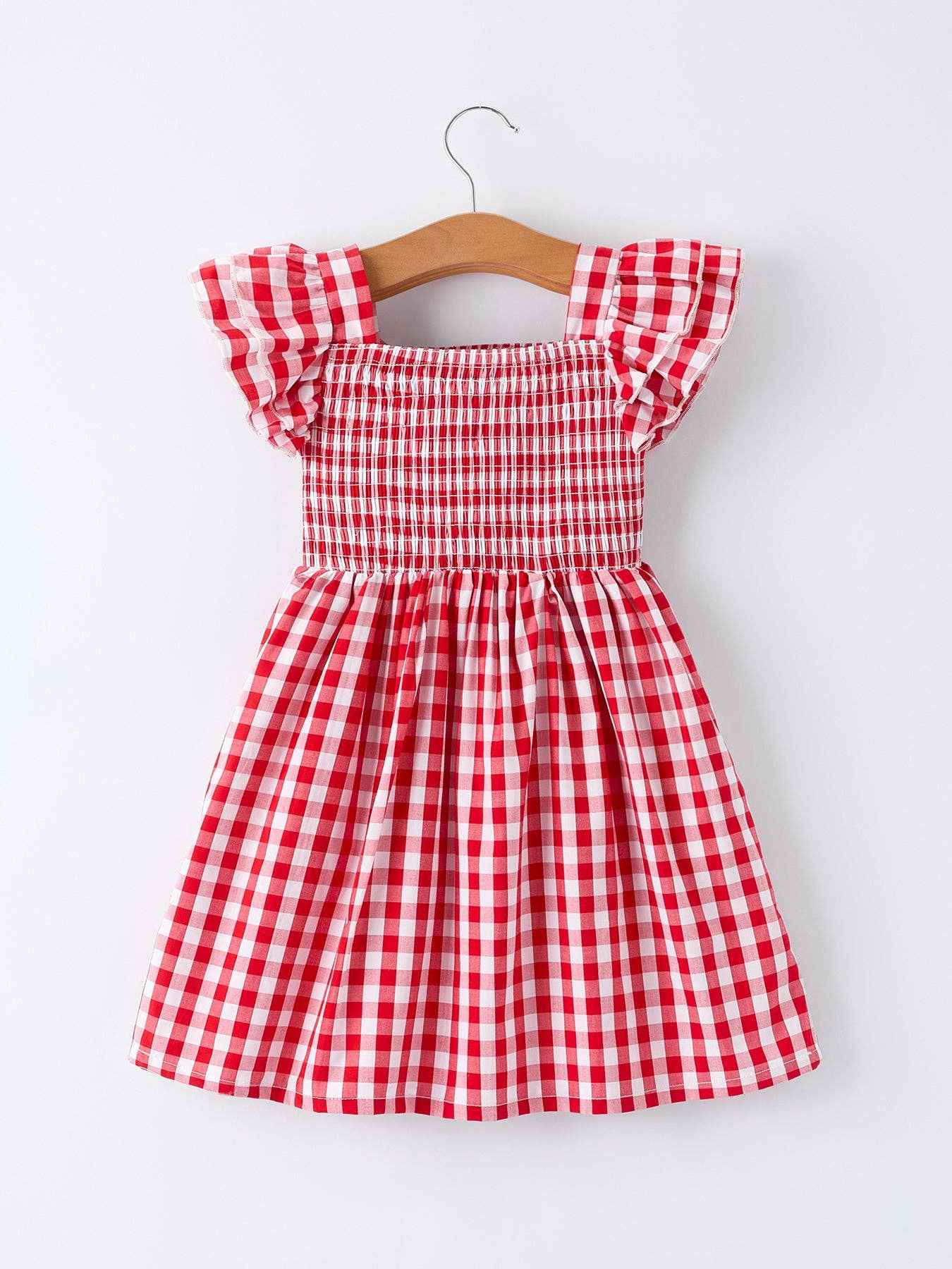Summer Plaid Smocked Ruffle Girl Dress - Image 3