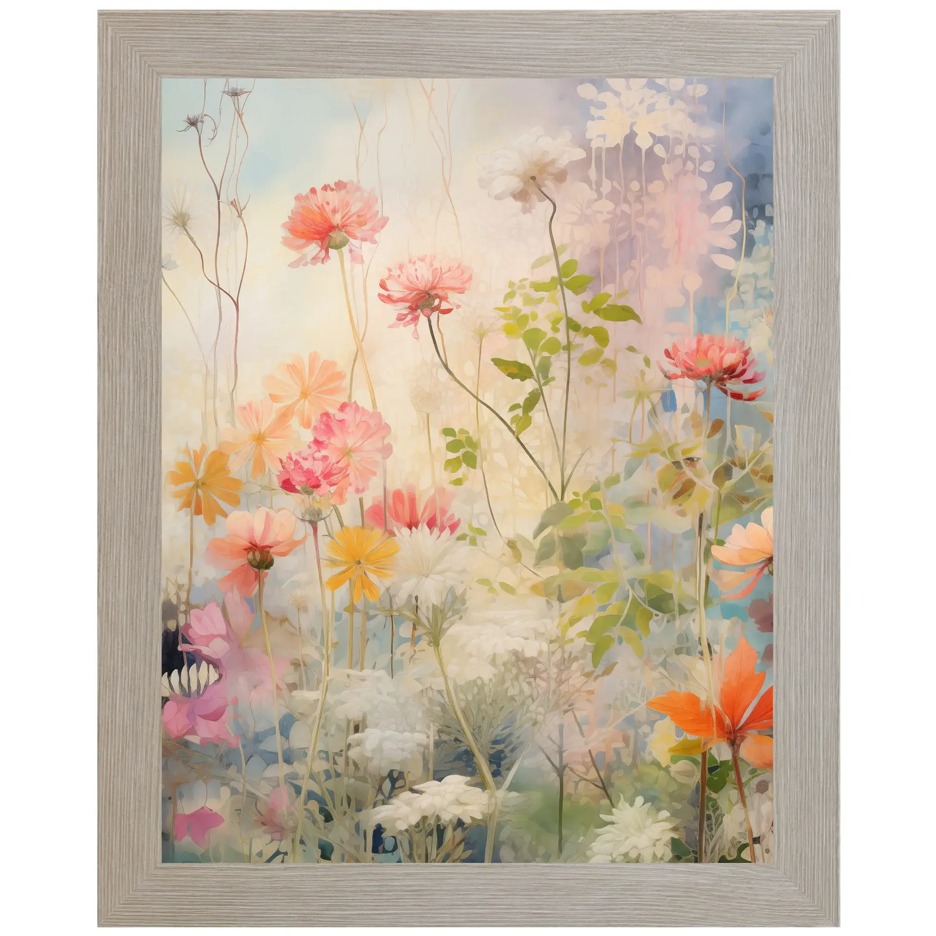 Floral Moment 1 Flowers Pastel Framed Art Sign Decor