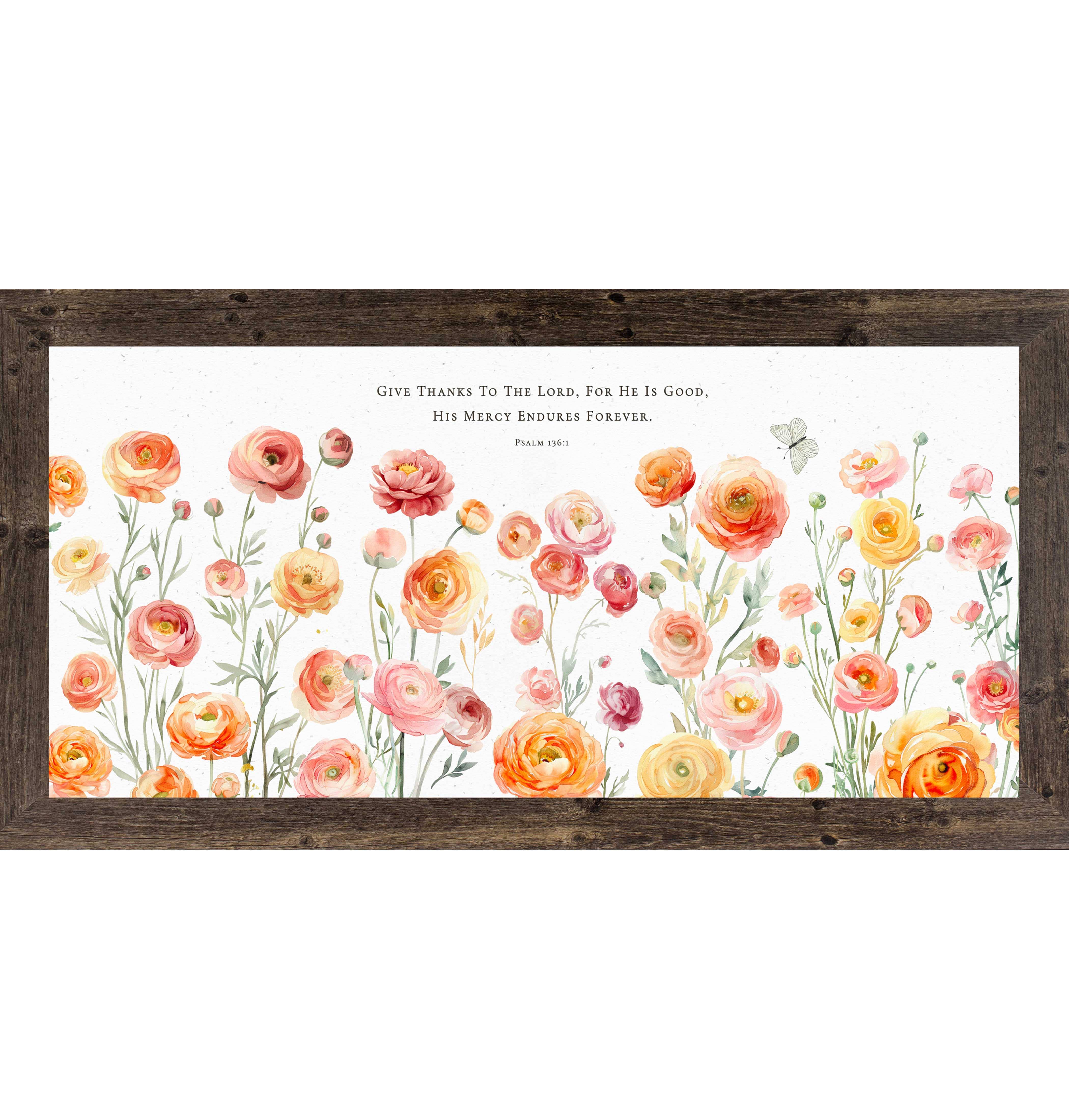 Give Thanks to the Lord – Psalm 136:1 Ranunculus Framed Art - Image 2