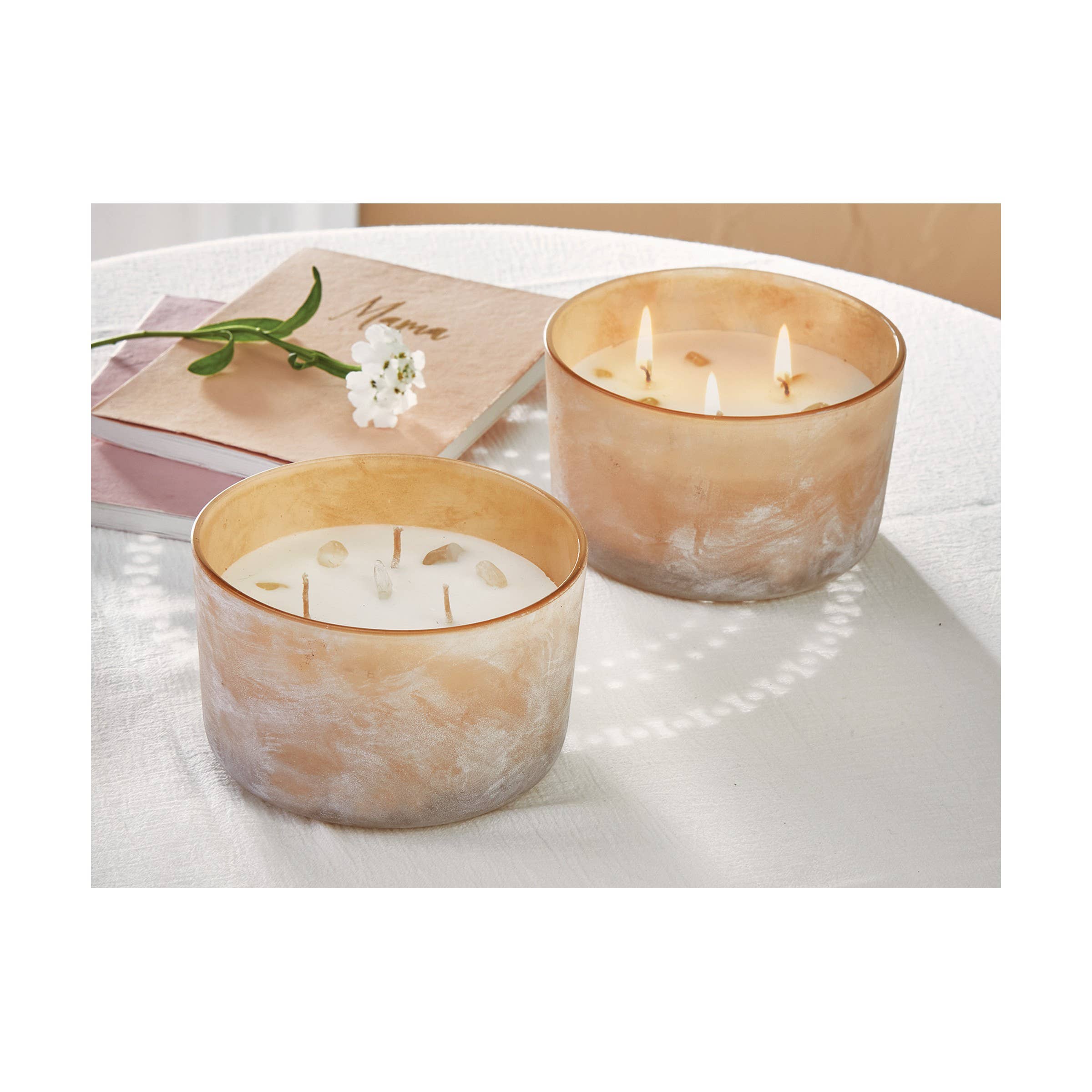 Sunrise Lavender Sage Soy blend Candle Blush Glass - Image 2