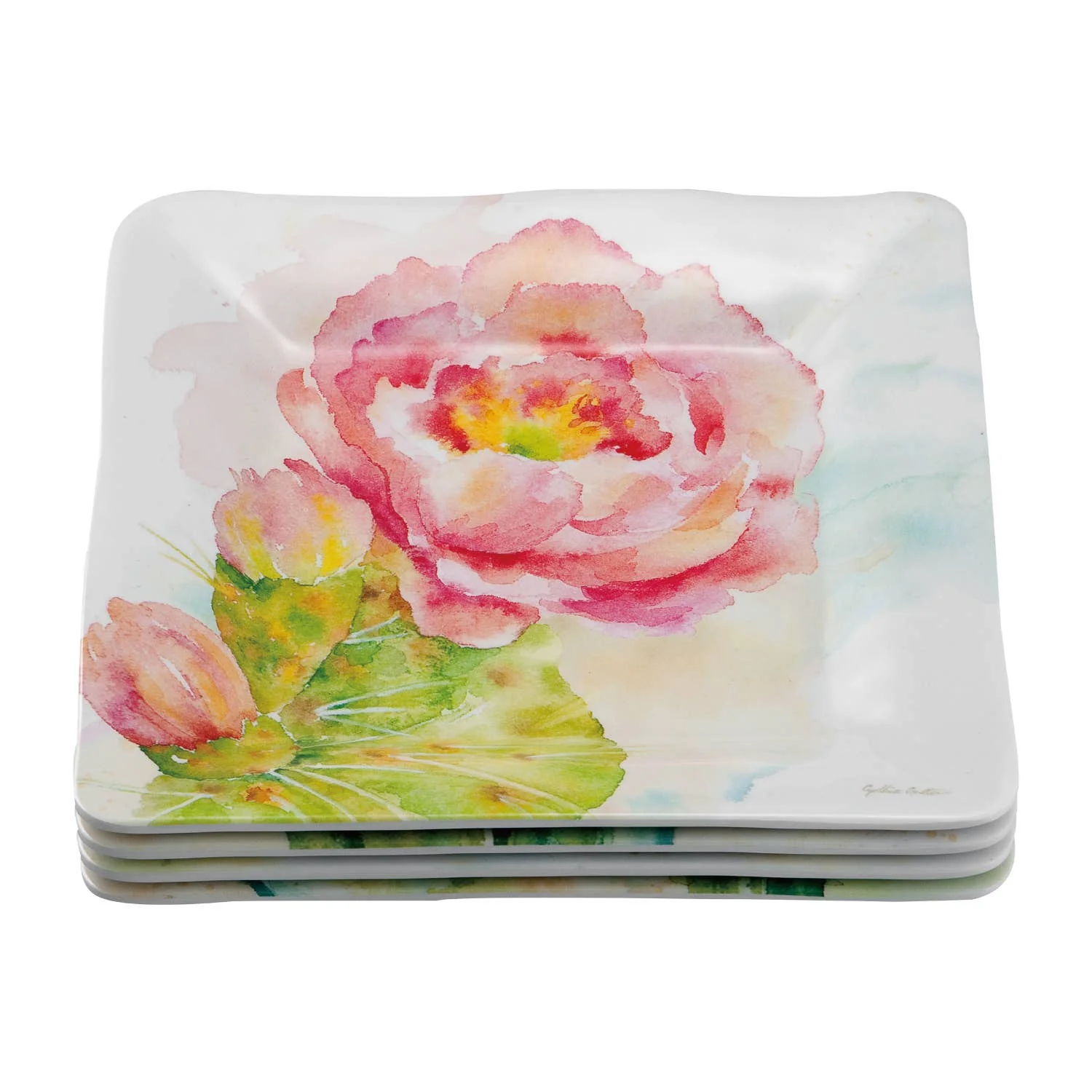 4-Piece Cactus Melamine 6" Tidbit Plate - Image 2