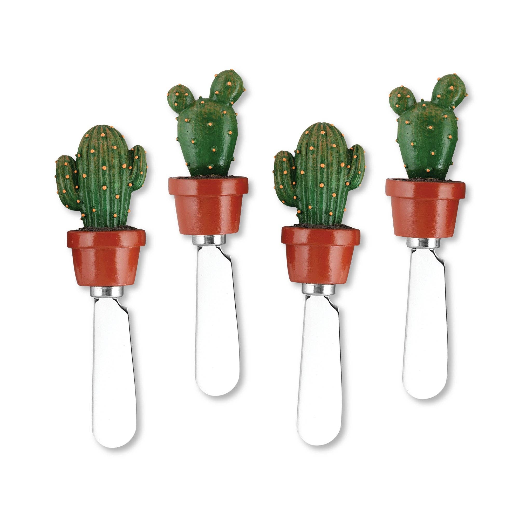 4-Piece Cactus Polyresin Cheese Spreader