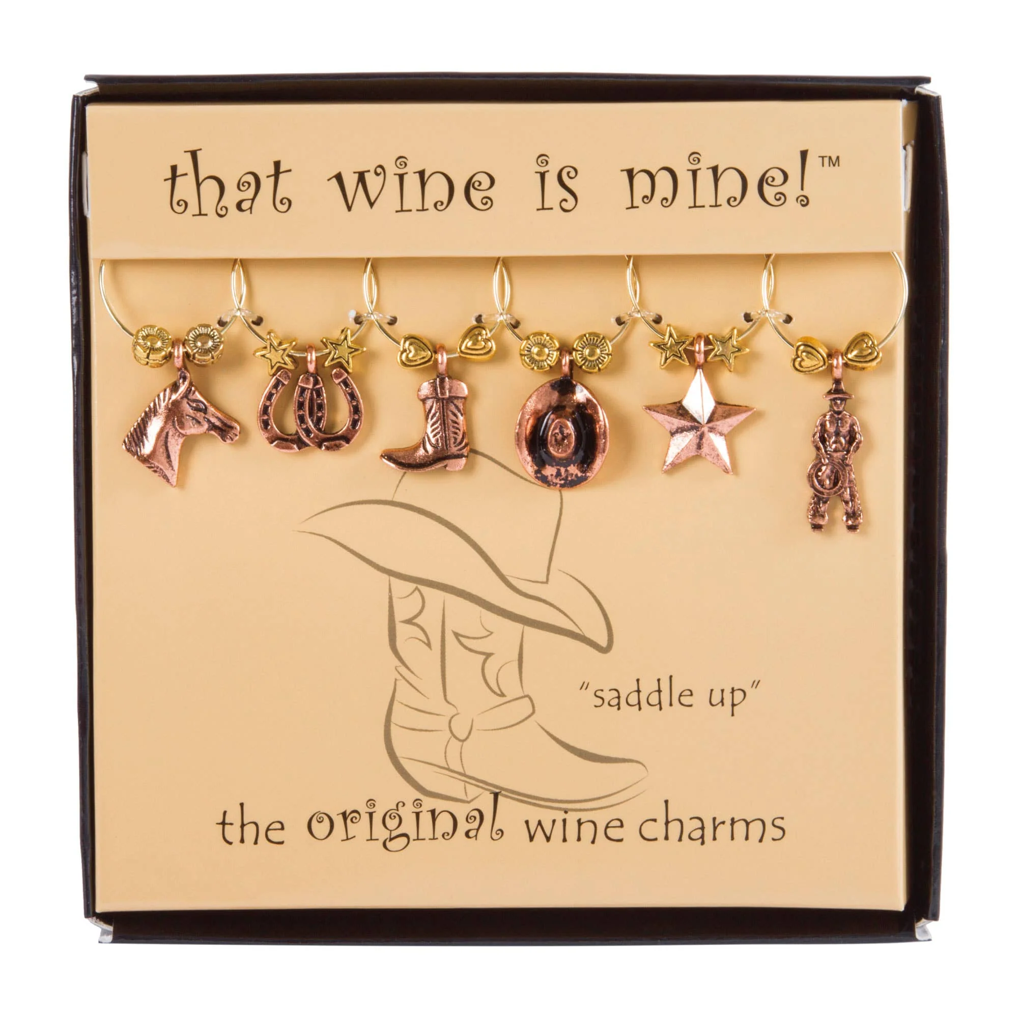 6-Piece Saddle Up Painted Wine Charms