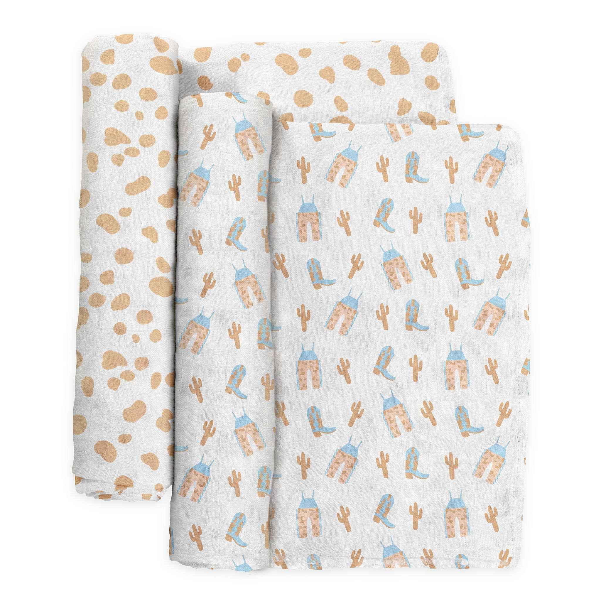 Swaddle Blanket Set Howdy Partner Blue - Image 3