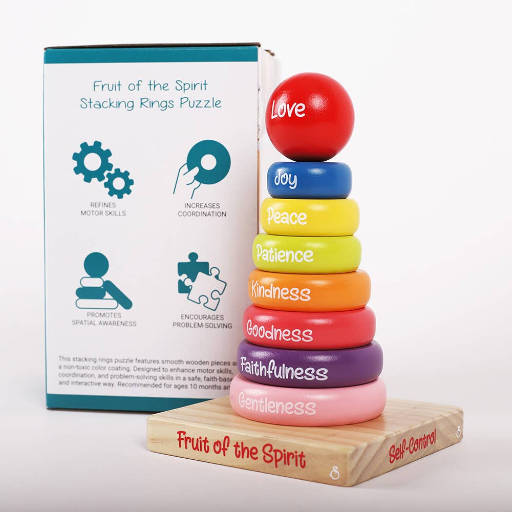 Swanson Christian Products - Wooden Puzzle - Stacking Rings - Fruit of the Spirit - Image 4