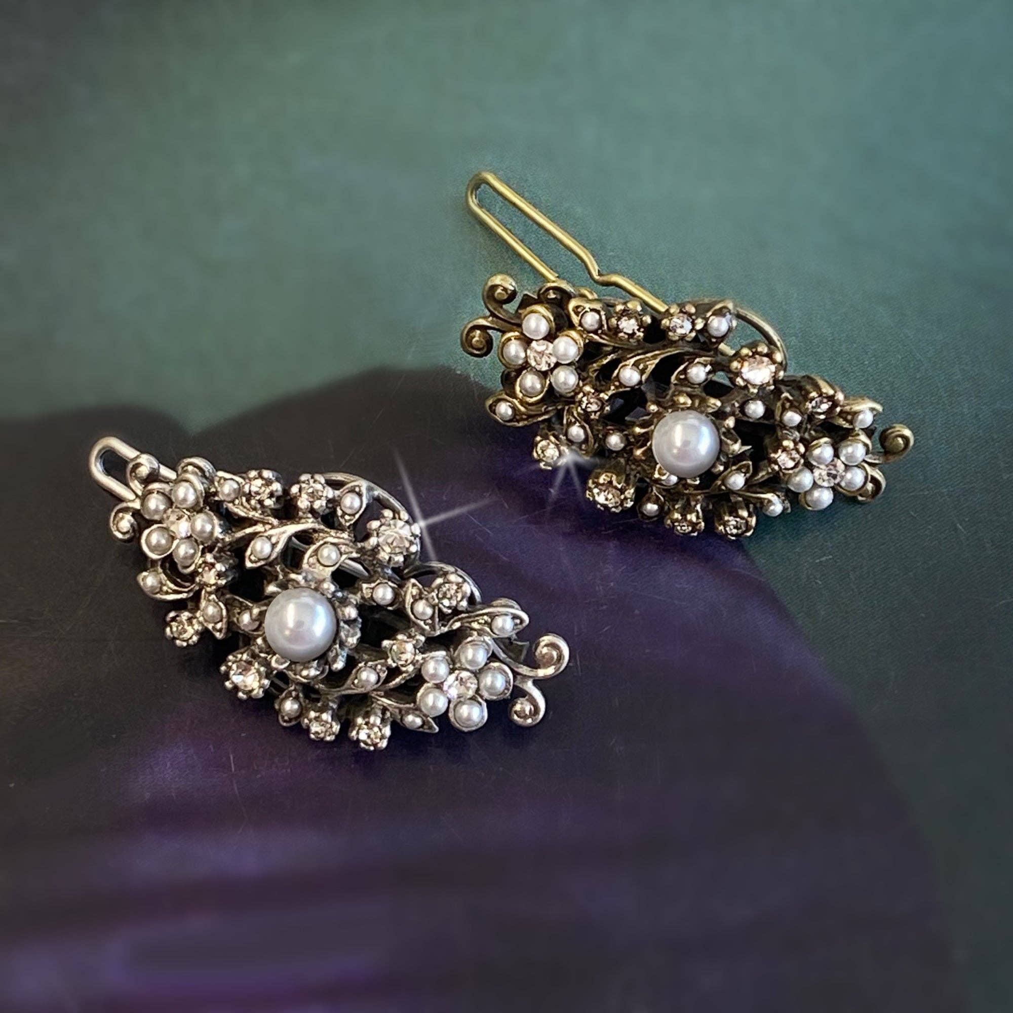 Crystal and Pearl Accent Barrette - Image 3