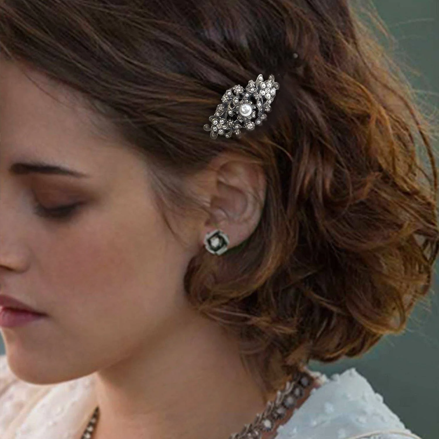Crystal and Pearl Accent Barrette - Image 4