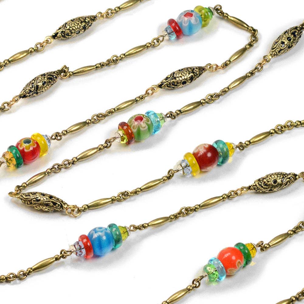 Long Millefiori Beads Chain Necklace - Image 2
