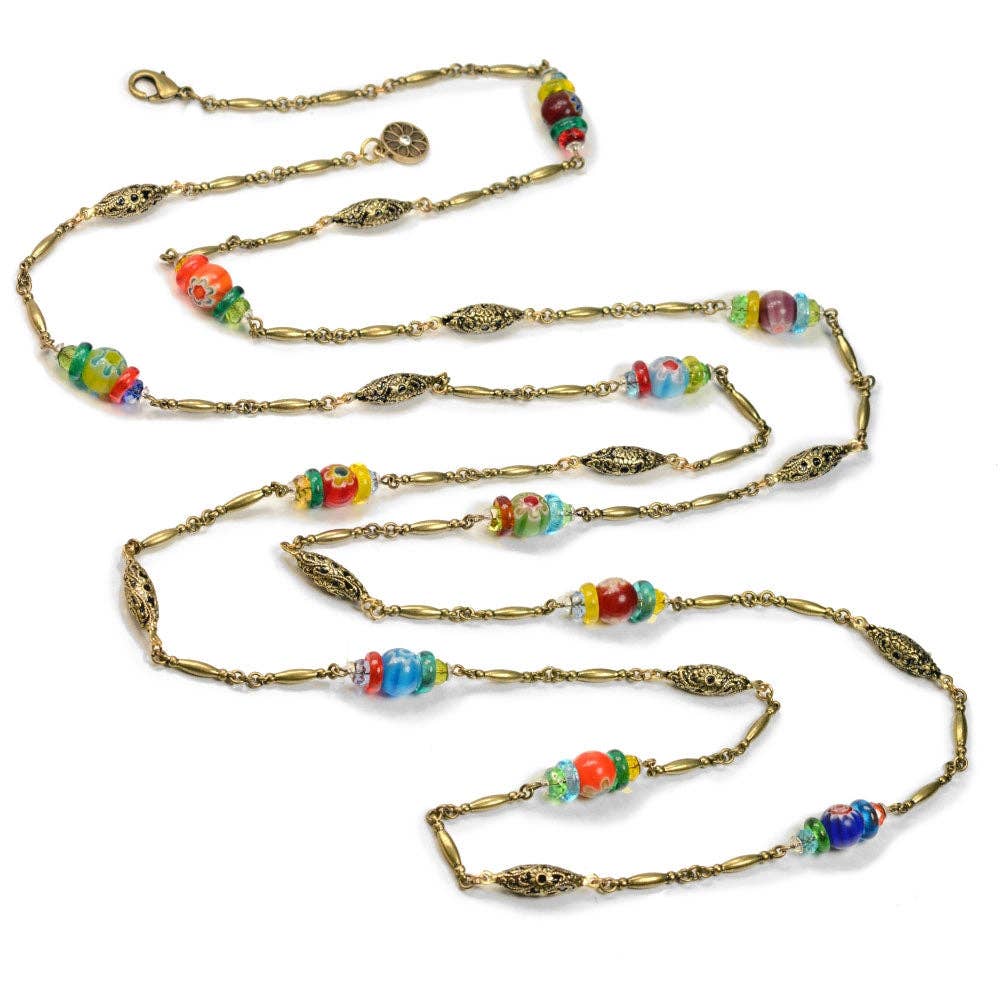 Long Millefiori Beads Chain Necklace - Image 4