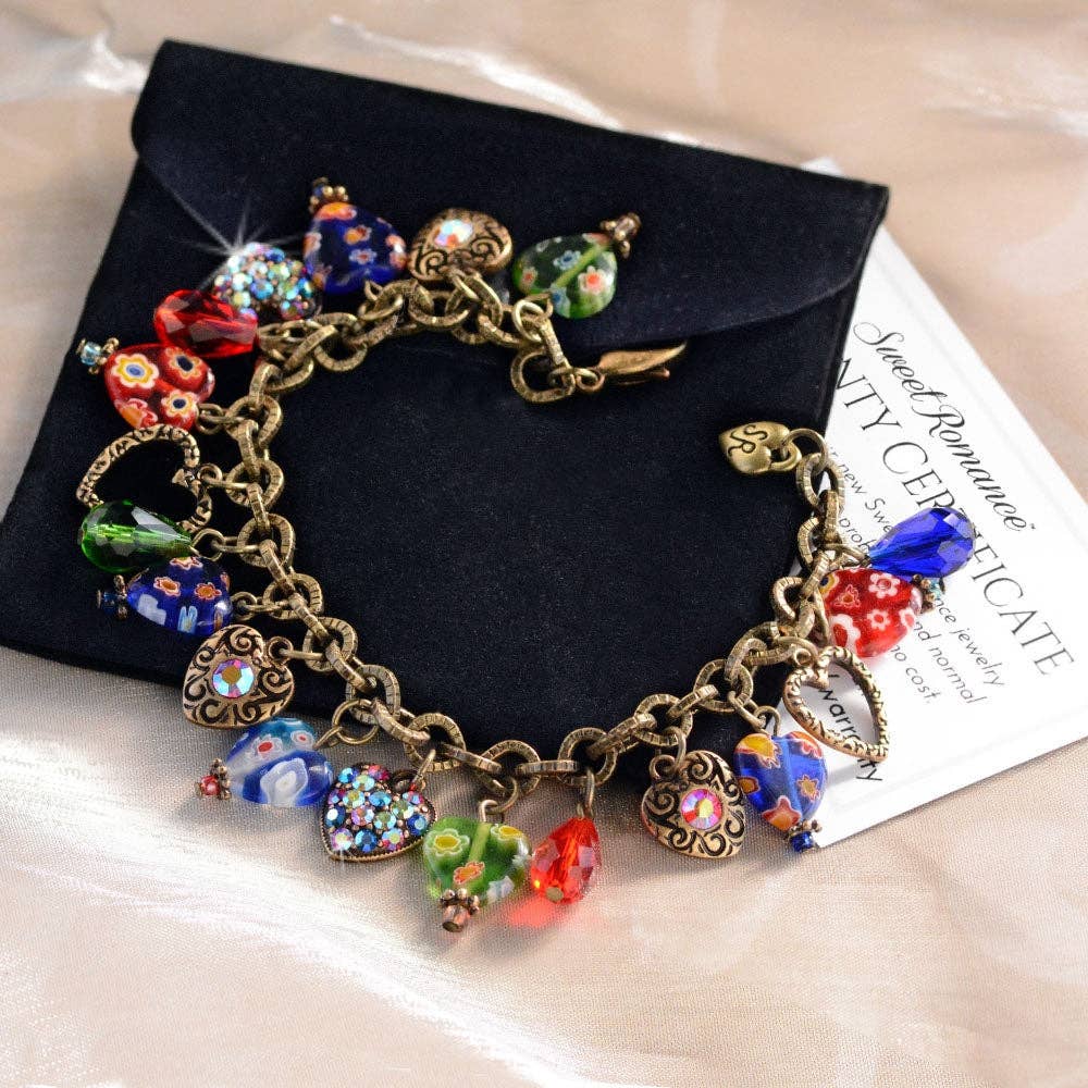 Millefiori Glass Hearts Charm Bracelet BR583 - Image 2